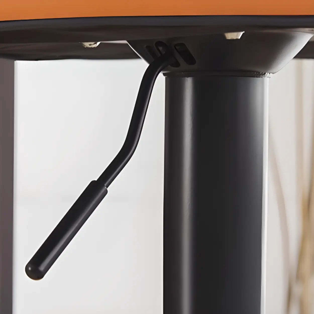 Dark Brown Round Adjustable Swivel Bar Stool — Orange/ Gray / Gold