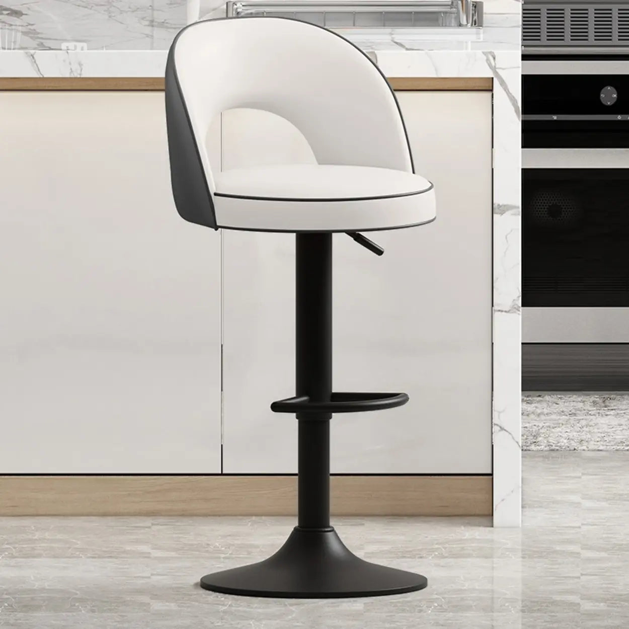 Dark Brown Round Adjustable Swivel Bar Stool — Orange/ Gray / Silver