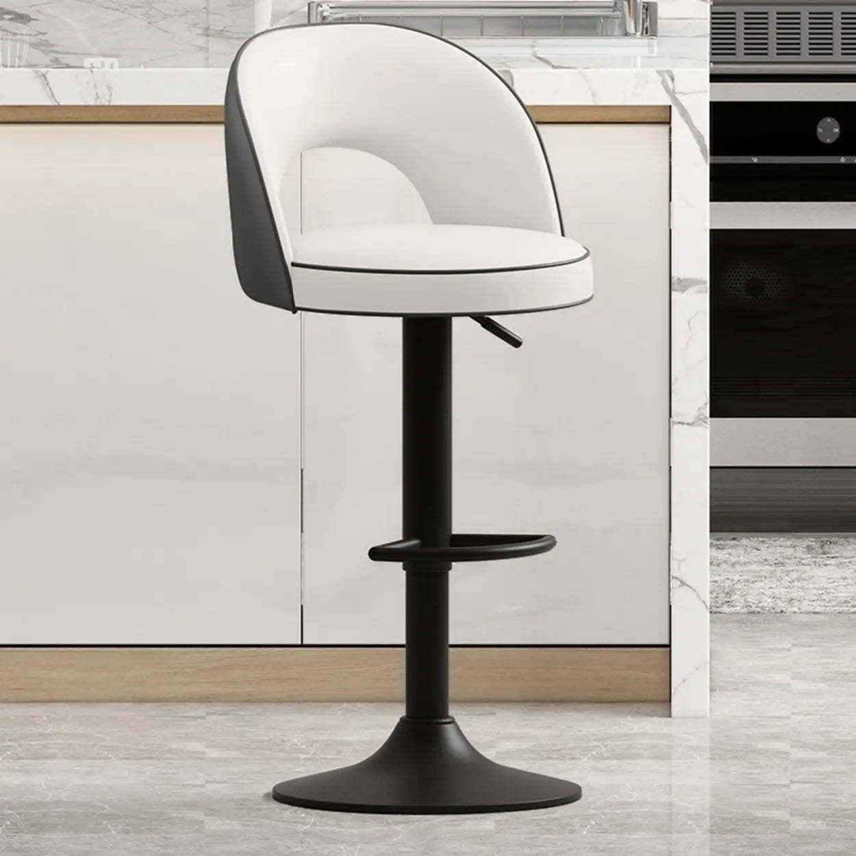 Dark Brown Round Adjustable Swivel Bar Stool — Orange/ Gray / Silver