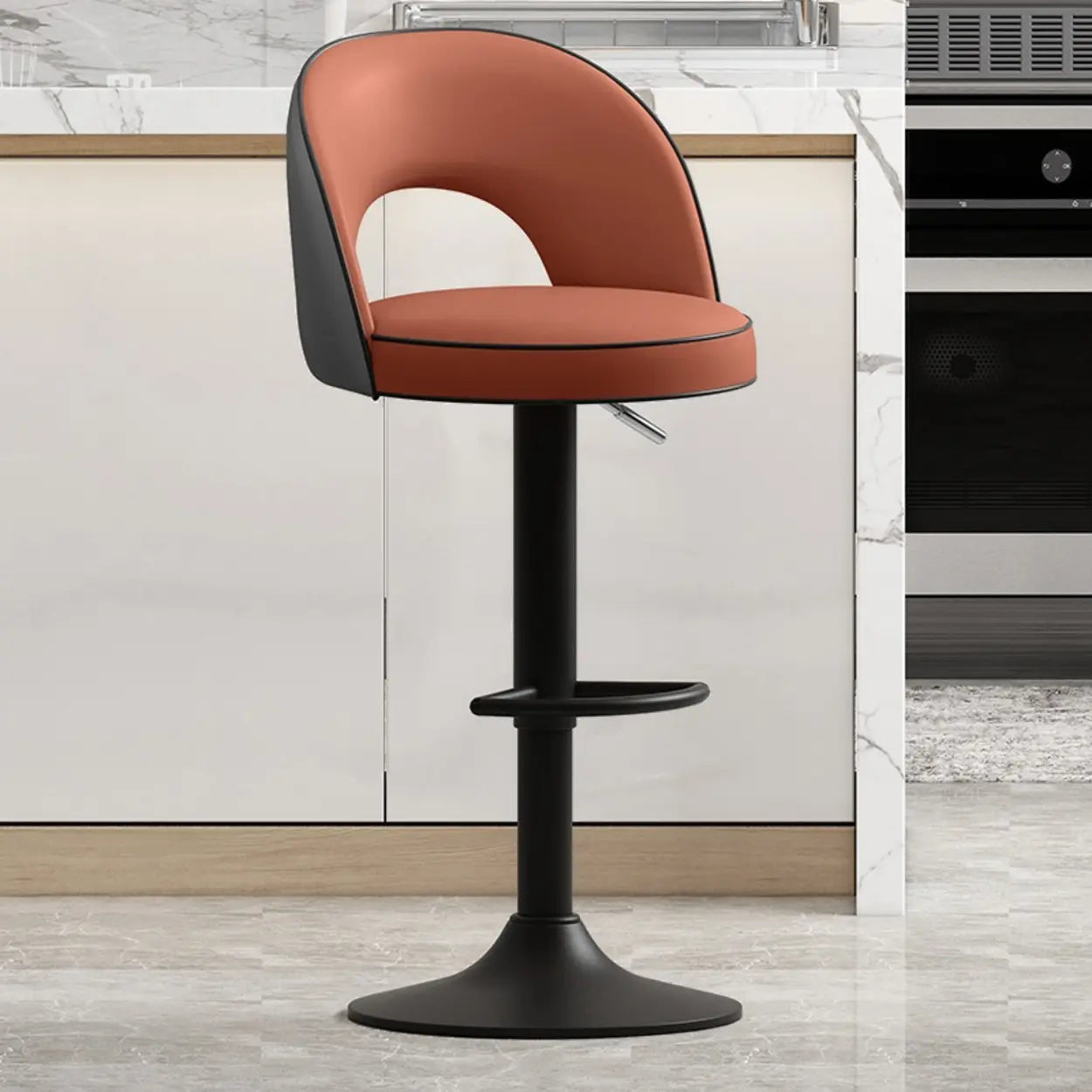 Dark Brown Round Adjustable Swivel Bar Stool