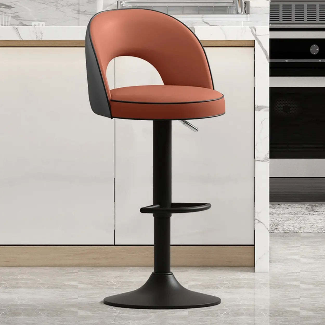Dark Brown Round Adjustable Swivel Bar Stool