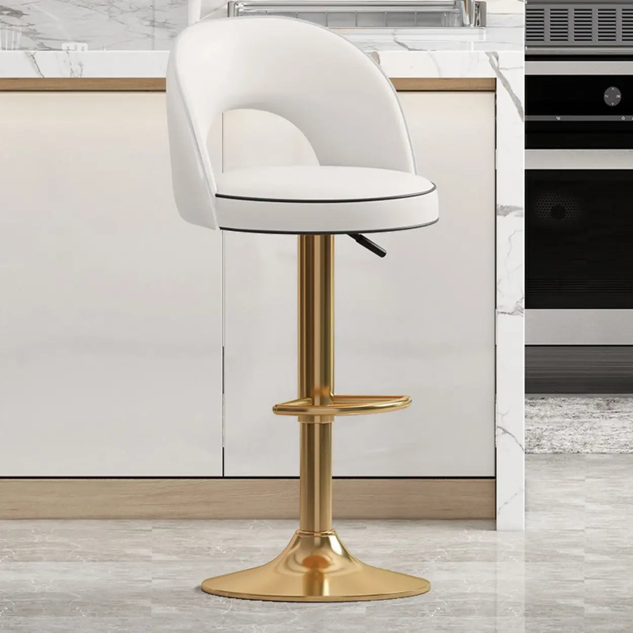 Dark Brown Round Adjustable Swivel Bar Stool