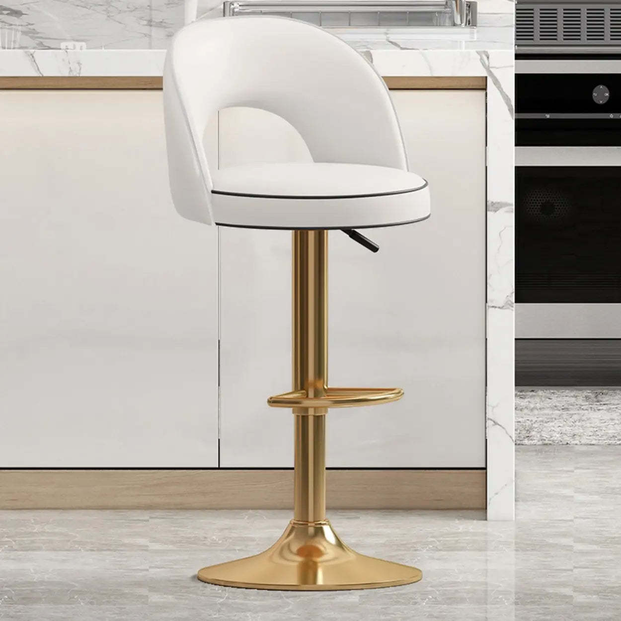 Dark Brown Round Adjustable Swivel Bar Stool