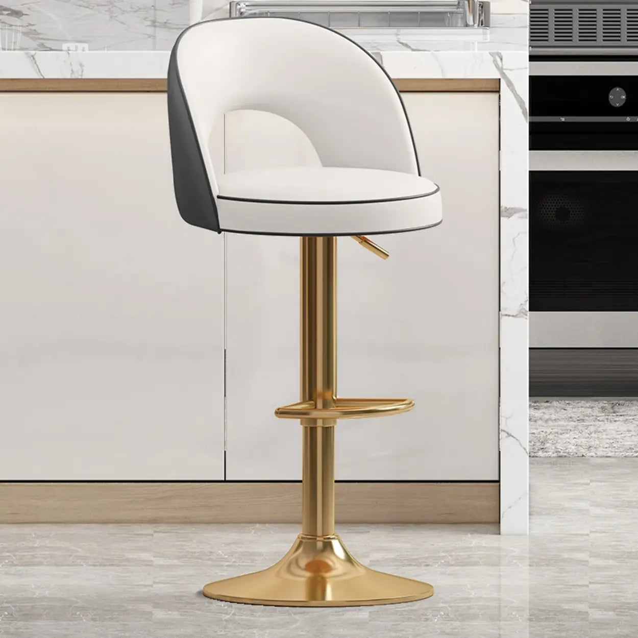 Dark Brown Round Adjustable Swivel Bar Stool