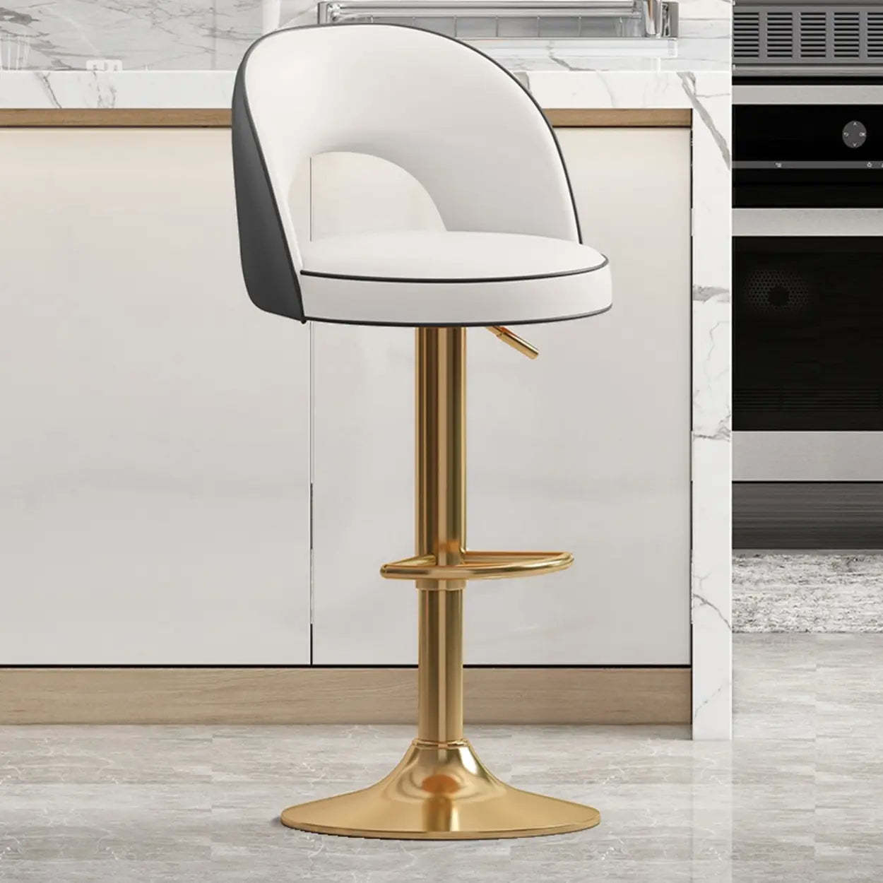 Dark Brown Round Adjustable Swivel Bar Stool