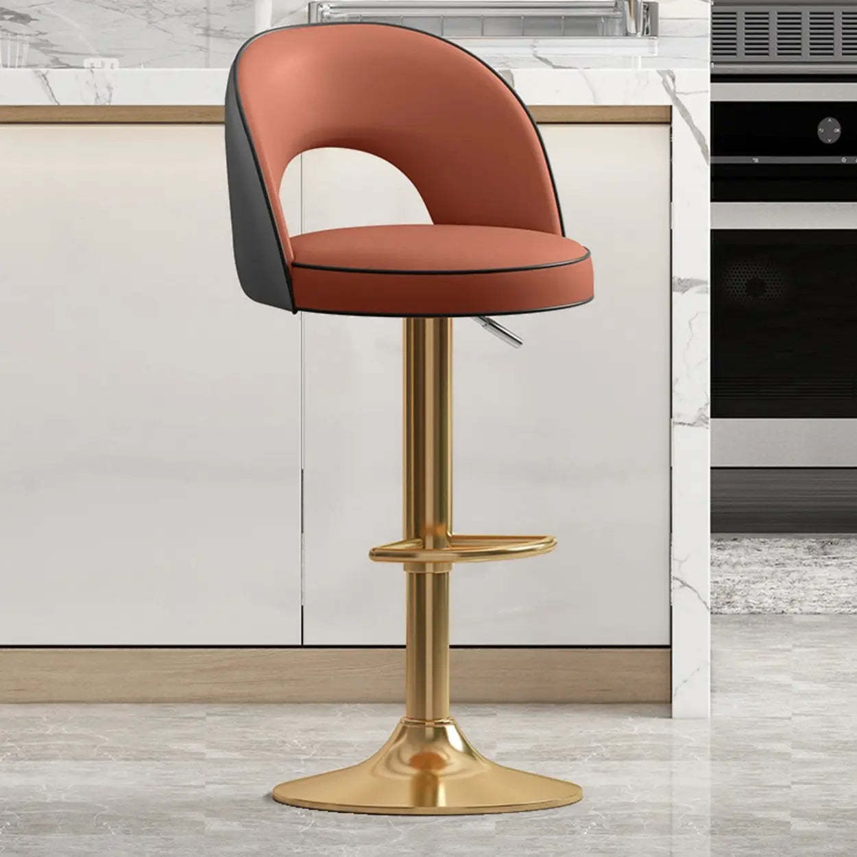 Dark Brown Round Adjustable Swivel Bar Stool