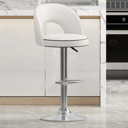 Dark Brown Round Adjustable Swivel Bar Stool — Beige / Gold