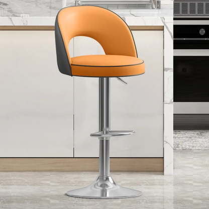Dark Brown Round Adjustable Swivel Bar Stool — Brown-Grey / Black