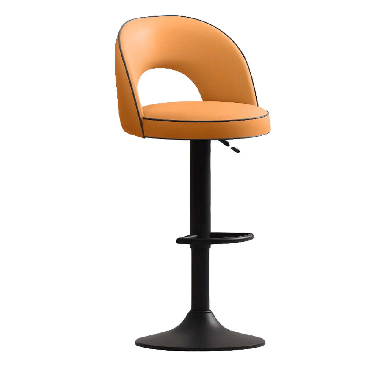 Dark Brown Round Adjustable Swivel Bar Stool — Brown-Grey / Silver