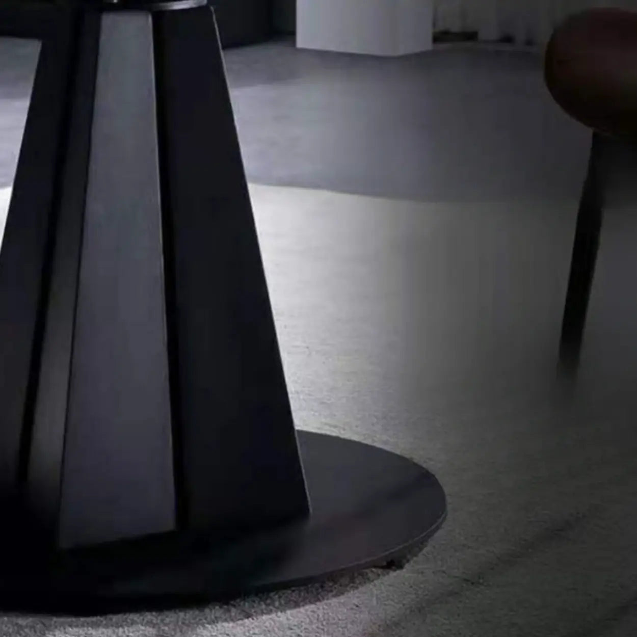 Modern Round Gray Stone Self-Storing Dining Table — Gray / Table Only