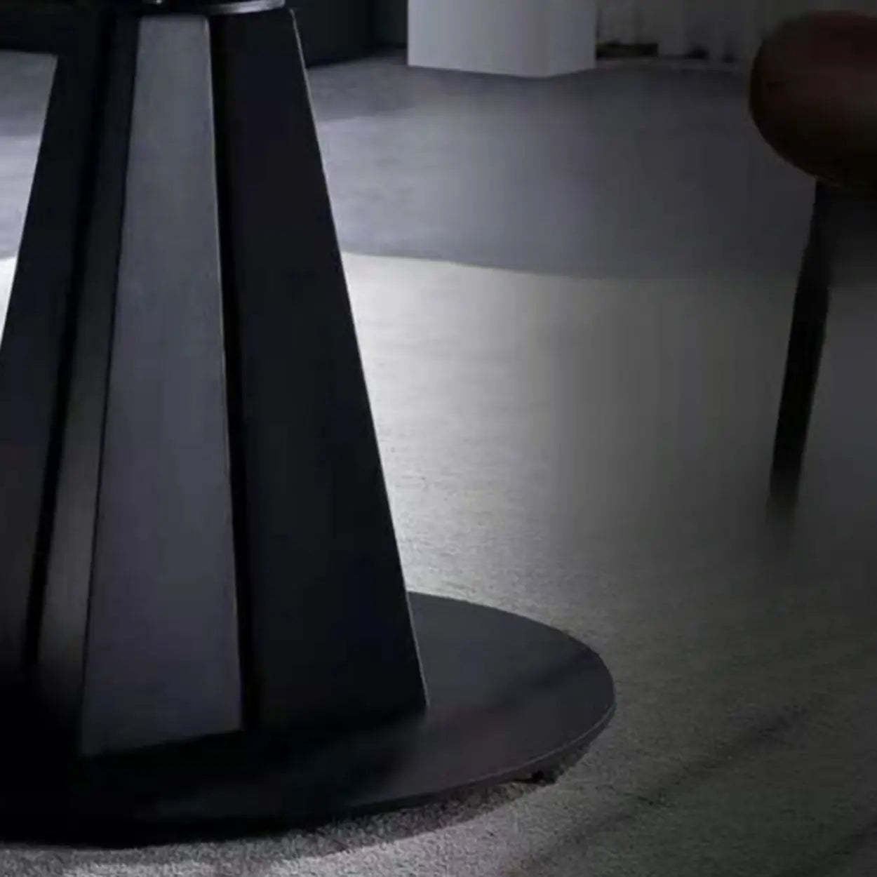 Modern Round Gray Stone Self-Storing Dining Table — Gray / Table Only