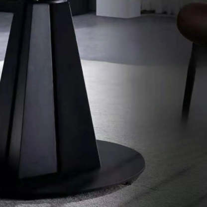 Modern Round Gray Stone Self-Storing Dining Table — Gray / Table Only