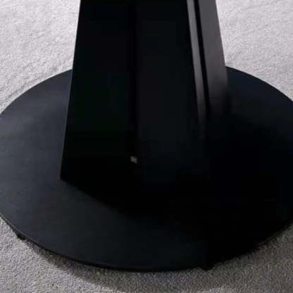 Modern Round Gray Stone Self-Storing Dining Table