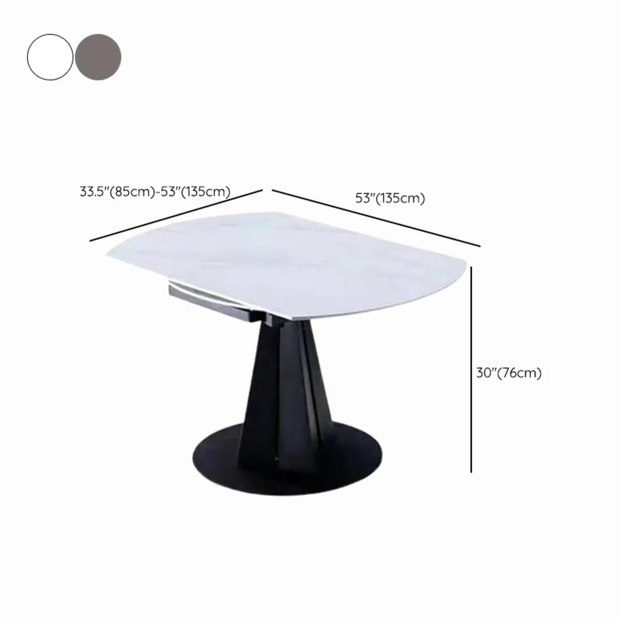 Modern Round Gray Stone Self-Storing Dining Table