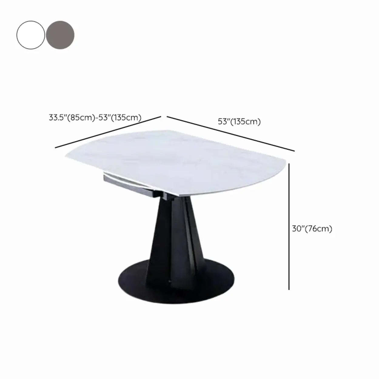 Modern Round Gray Stone Self-Storing Dining Table