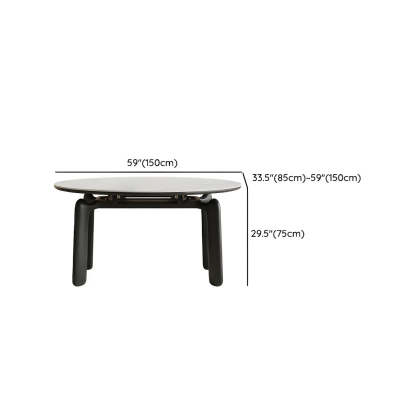Modern Round Stone Black and White Extendable Dining Table