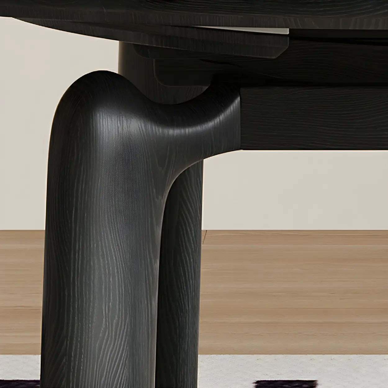 Modern Round Stone Black and White Extendable Dining Table