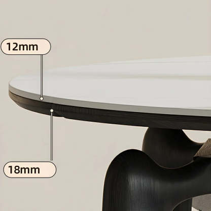 Modern Round Stone Black and White Extendable Dining Table