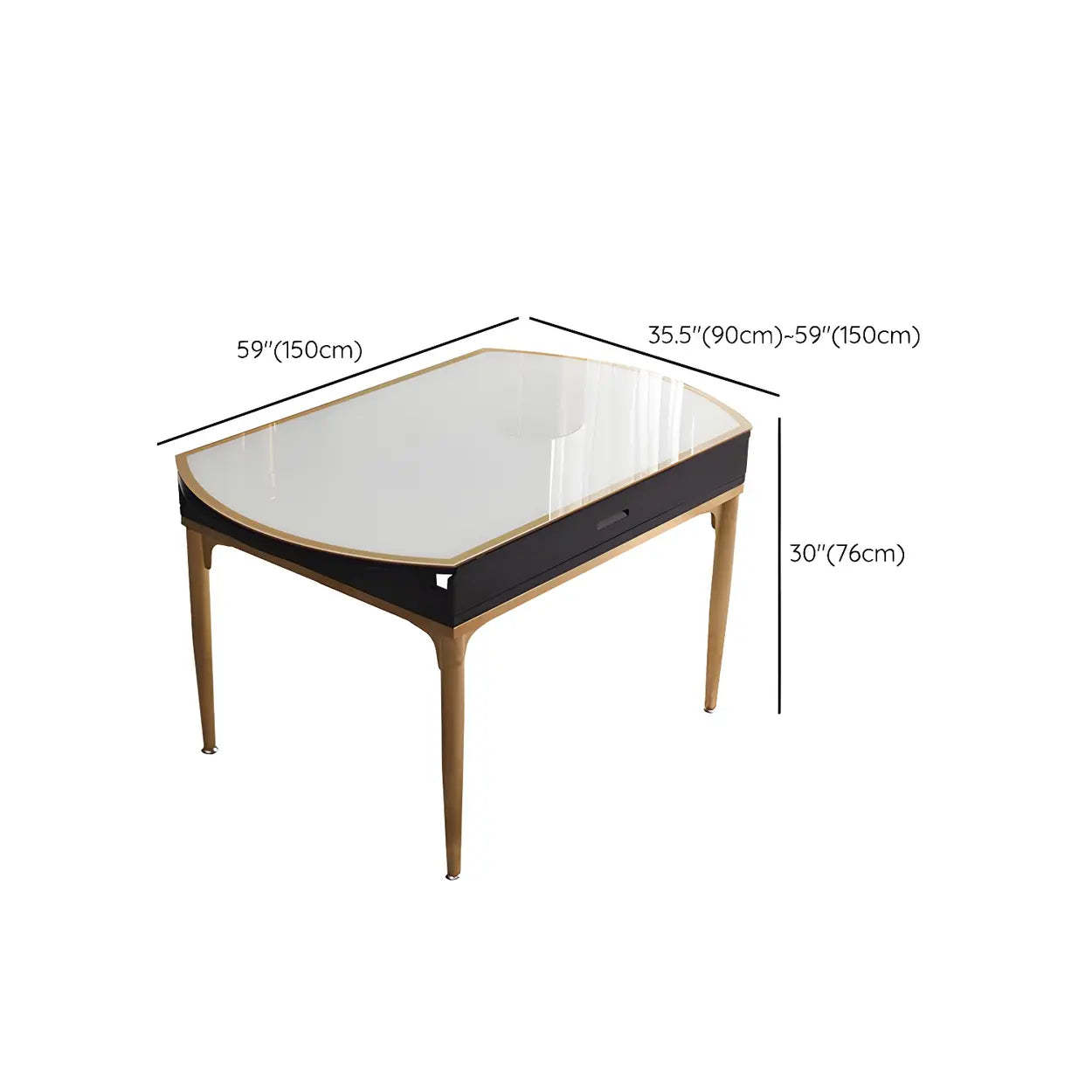 Modern Round White Glass Drop-Leaf Dining Table