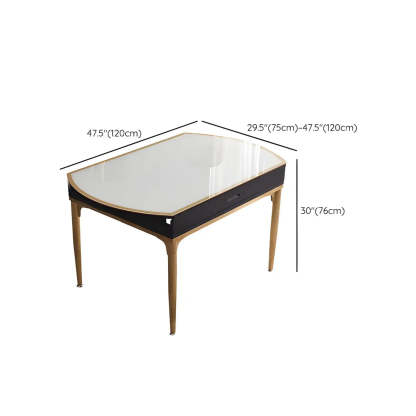 Modern Round White Glass Drop-Leaf Dining Table
