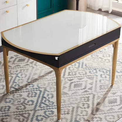 Modern Round White Glass Drop-Leaf Dining Table — Table Only
