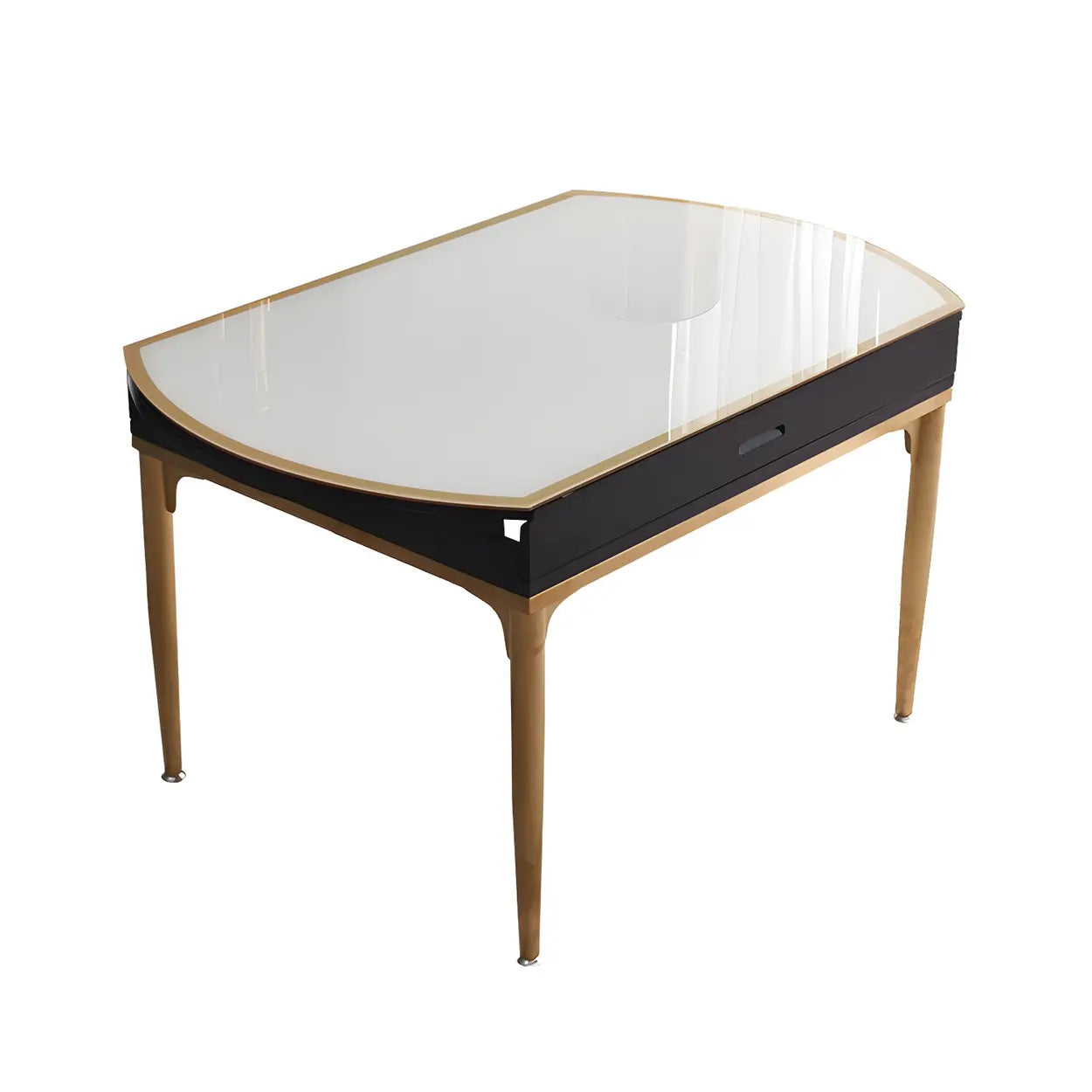 Modern Round White Glass Drop-Leaf Dining Table