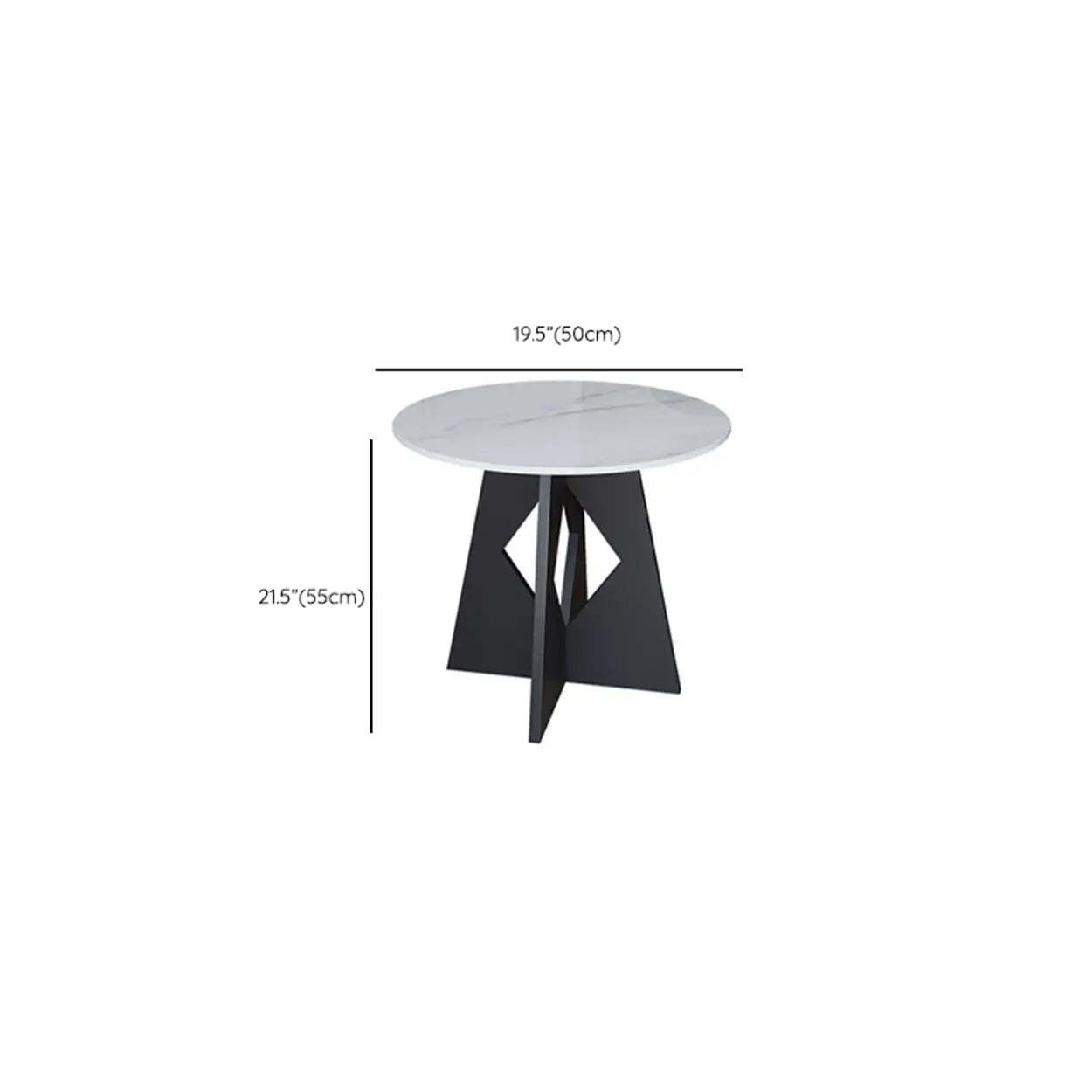 Modern Round Glass Side Table with Metal Base