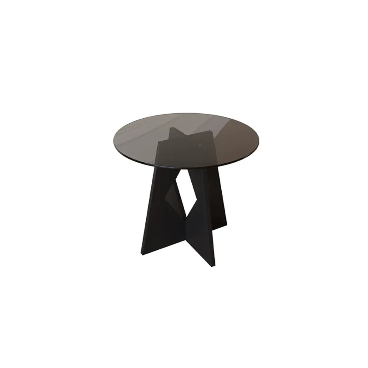 Modern Round Glass Side Table with Metal Base — Gray
