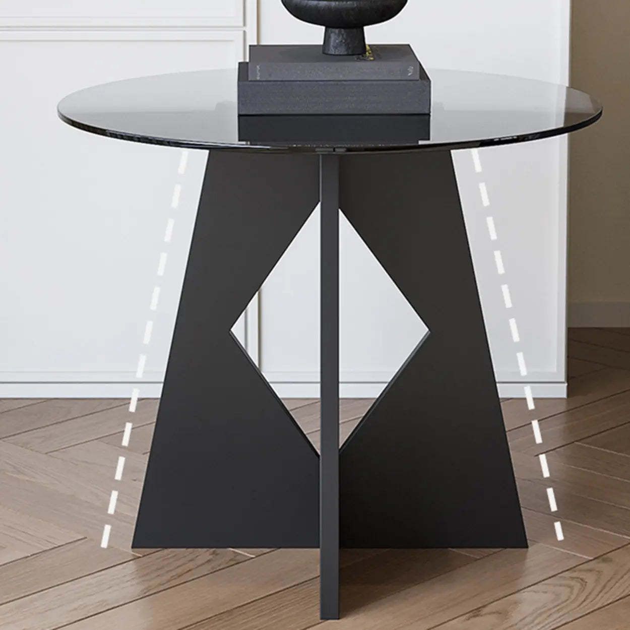 Modern Round Glass Side Table with Metal Base — Tawny
