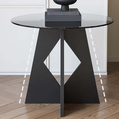 Modern Round Glass Side Table with Metal Base — Tawny