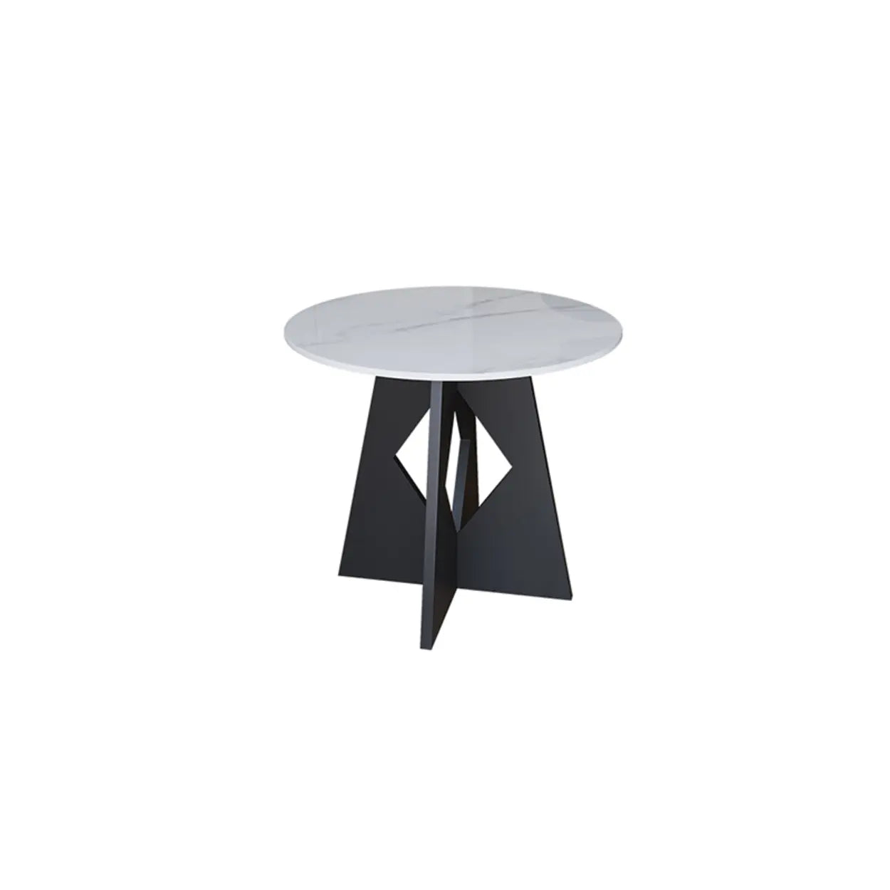 Modern Round Glass Side Table with Metal Base — Black