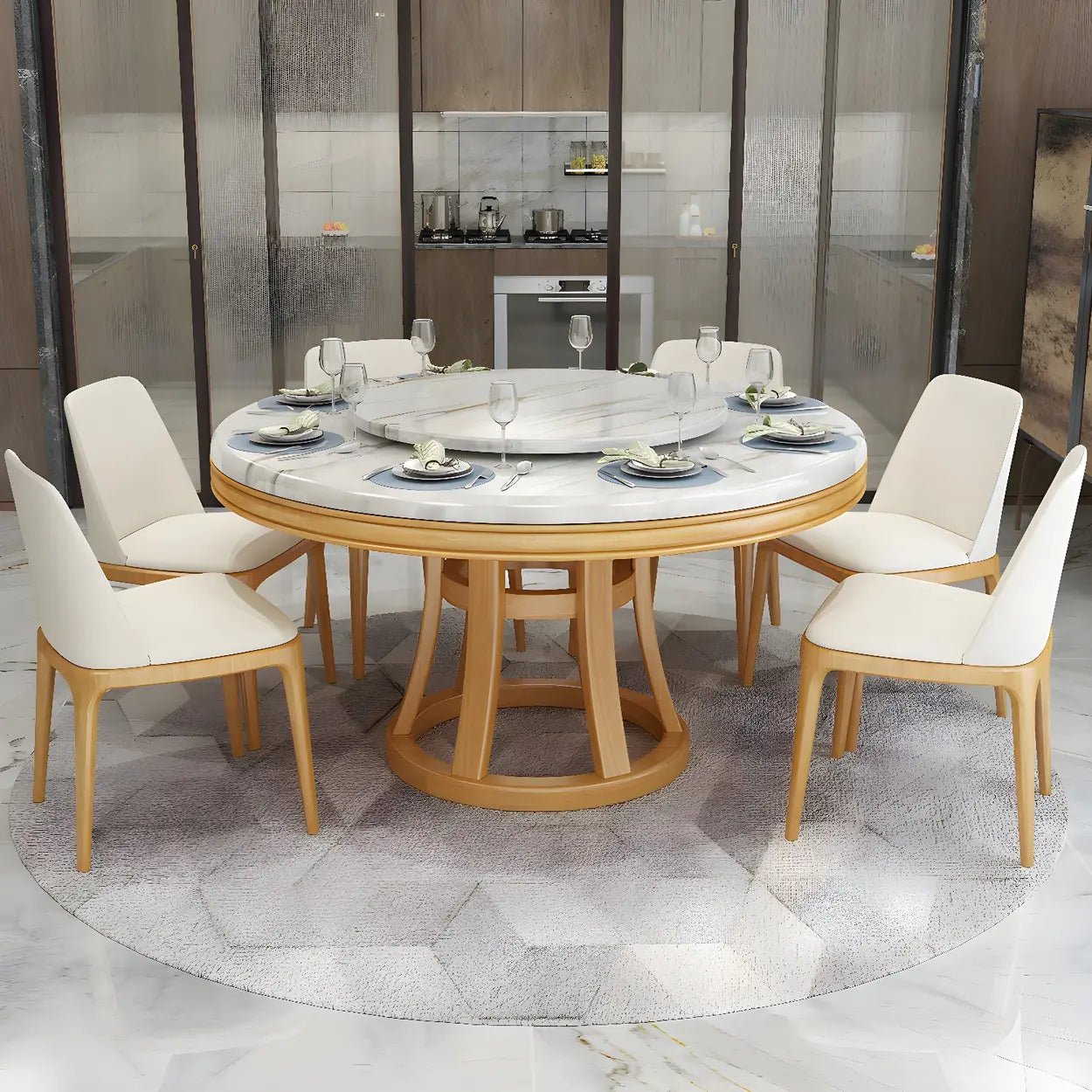 Round Marble Dining Table — Black / Table Only
