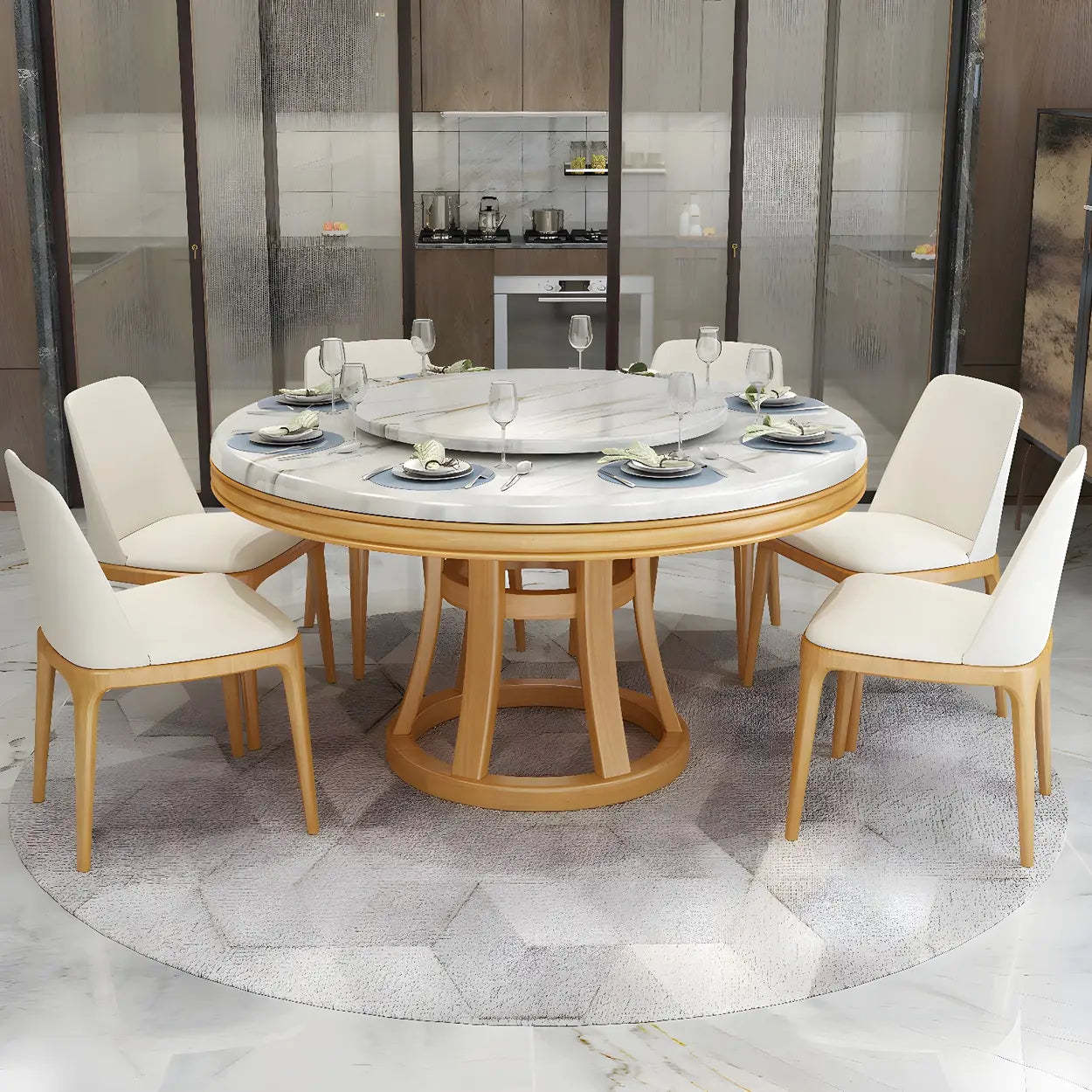 Round Marble Dining Table — Black / Table Only