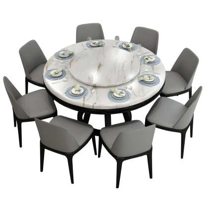 Round Marble Dining Table — Black / Table Only