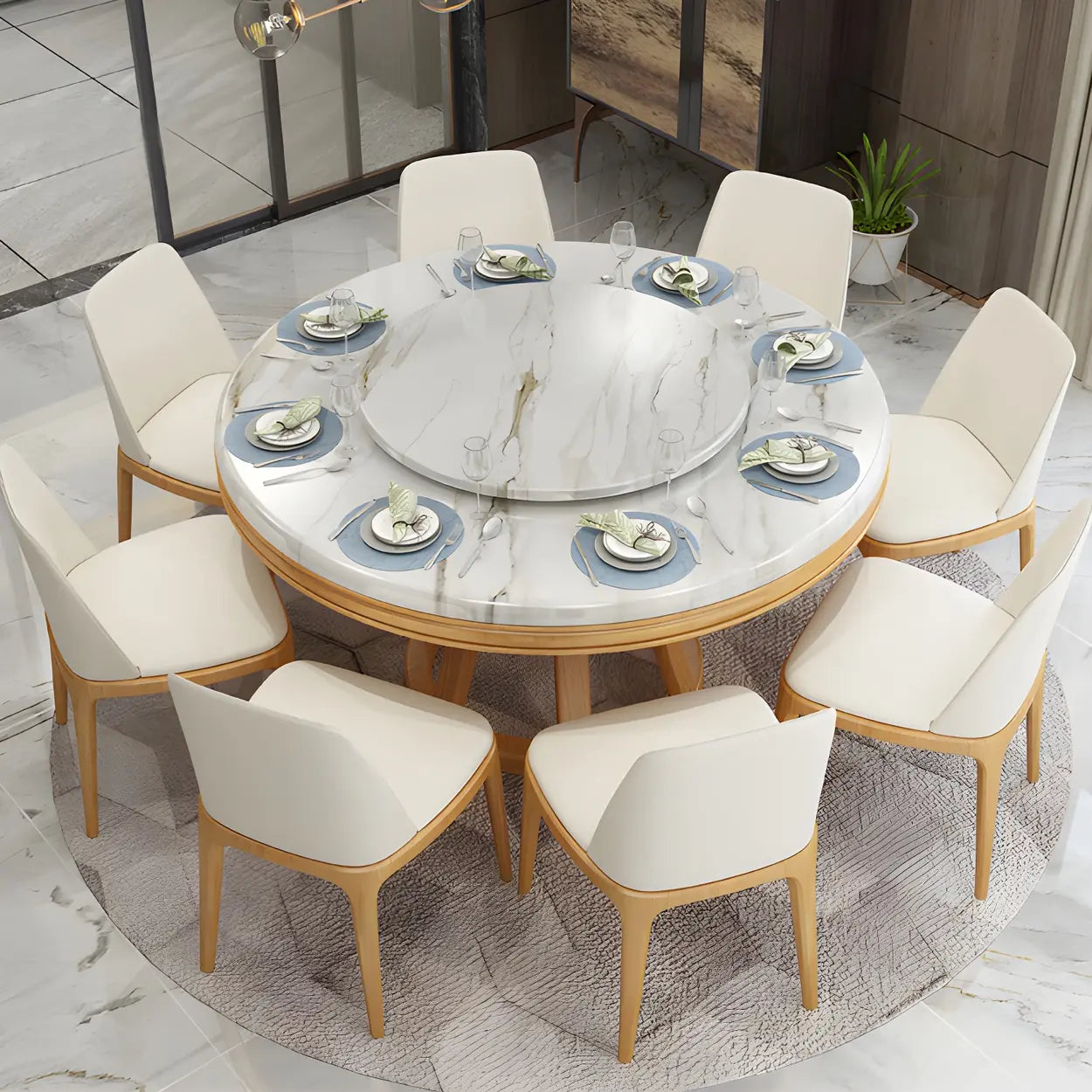 Round Marble Dining Table — Black / Table Only