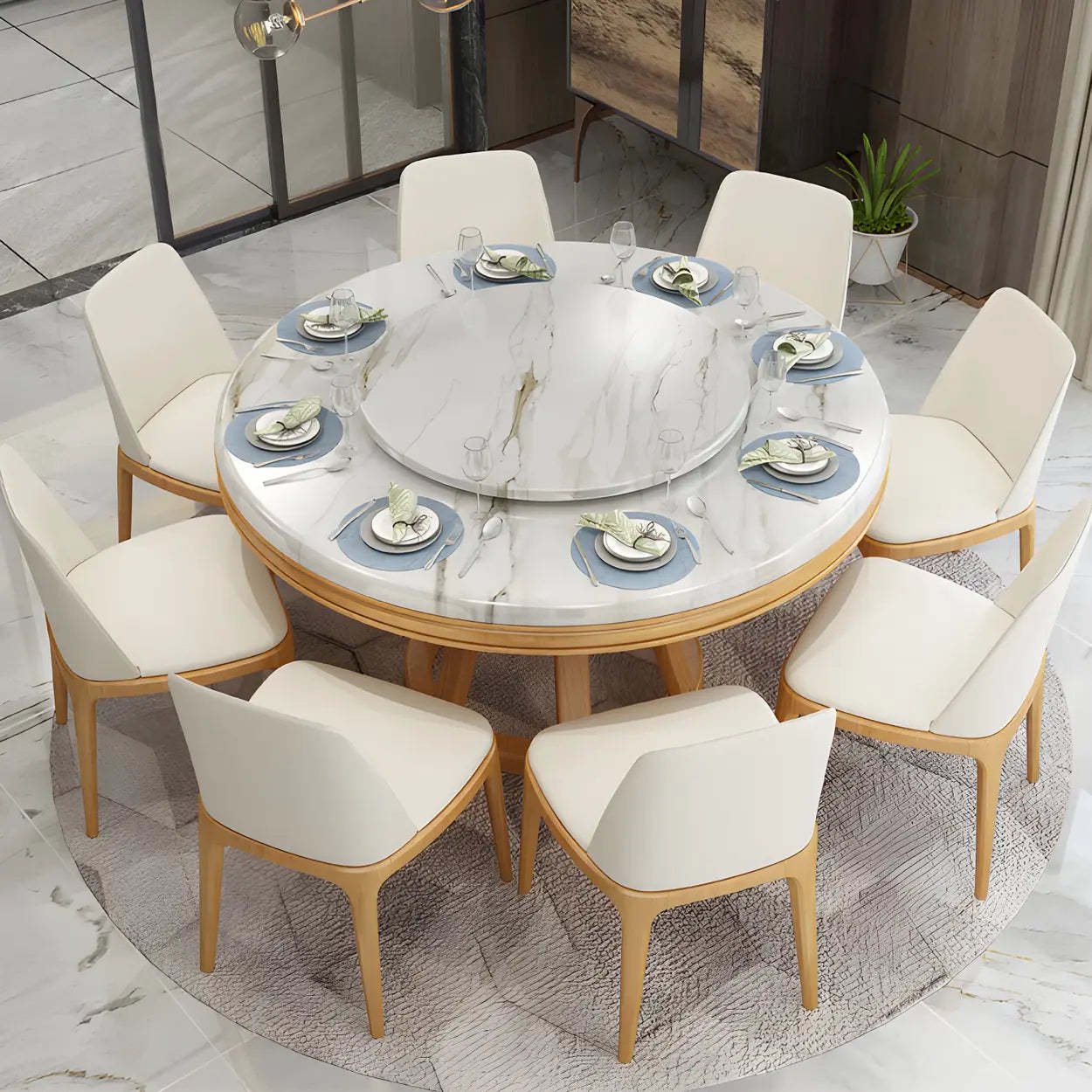 Round Marble Dining Table — Black / Table Only