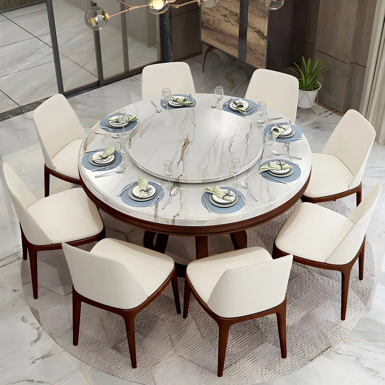 Round Marble Dining Table — Black / Table Only