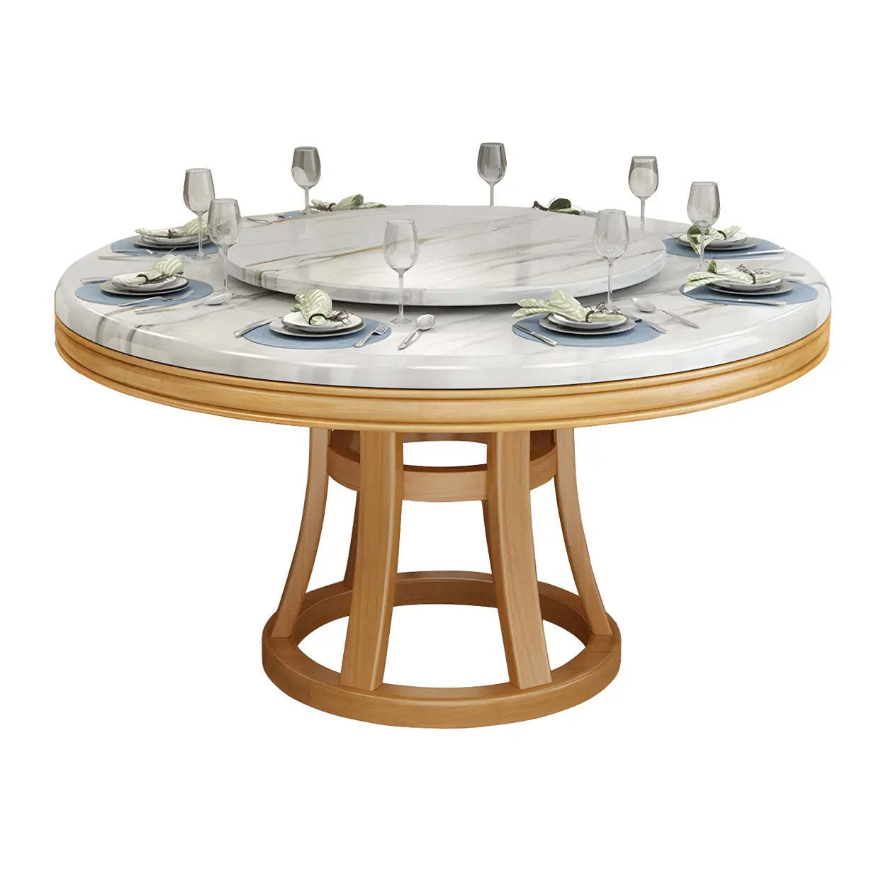 Round Marble Dining Table — Natural Finish / Table Only