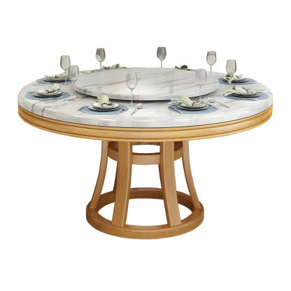 Round Marble Dining Table — Natural Finish / Table Only