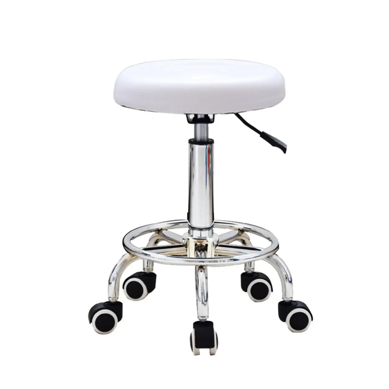 Modern Round Black Leather Adjustable Stool