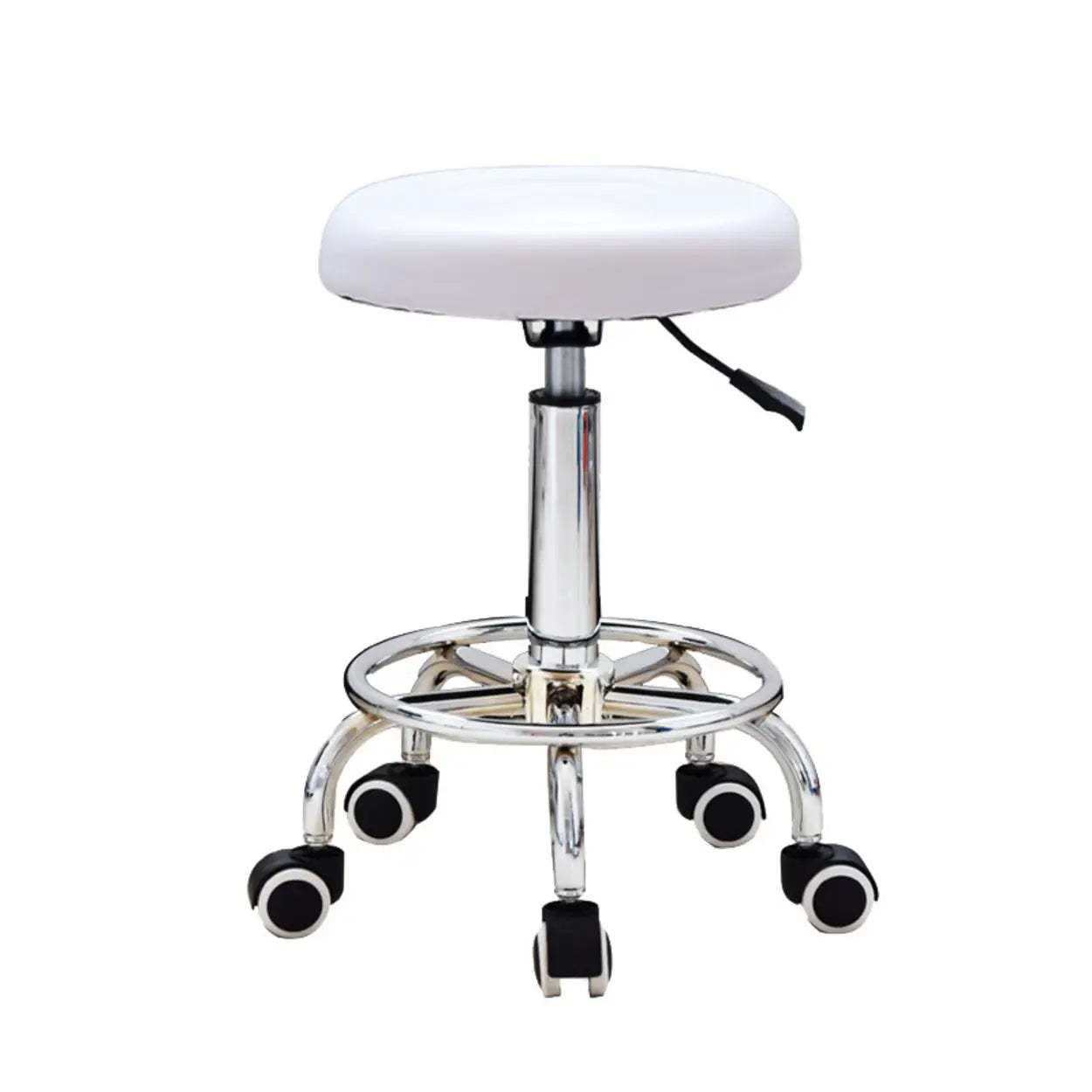 Modern Round Black Leather Adjustable Stool