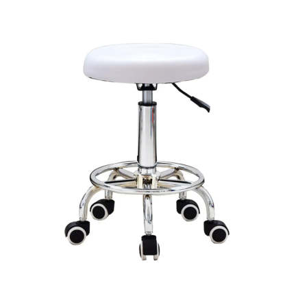 Modern Round Black Leather Adjustable Stool