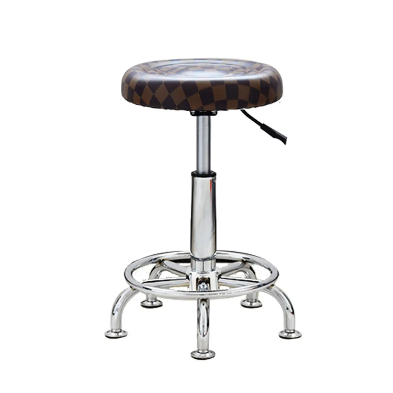 Modern Round Black Leather Adjustable Stool