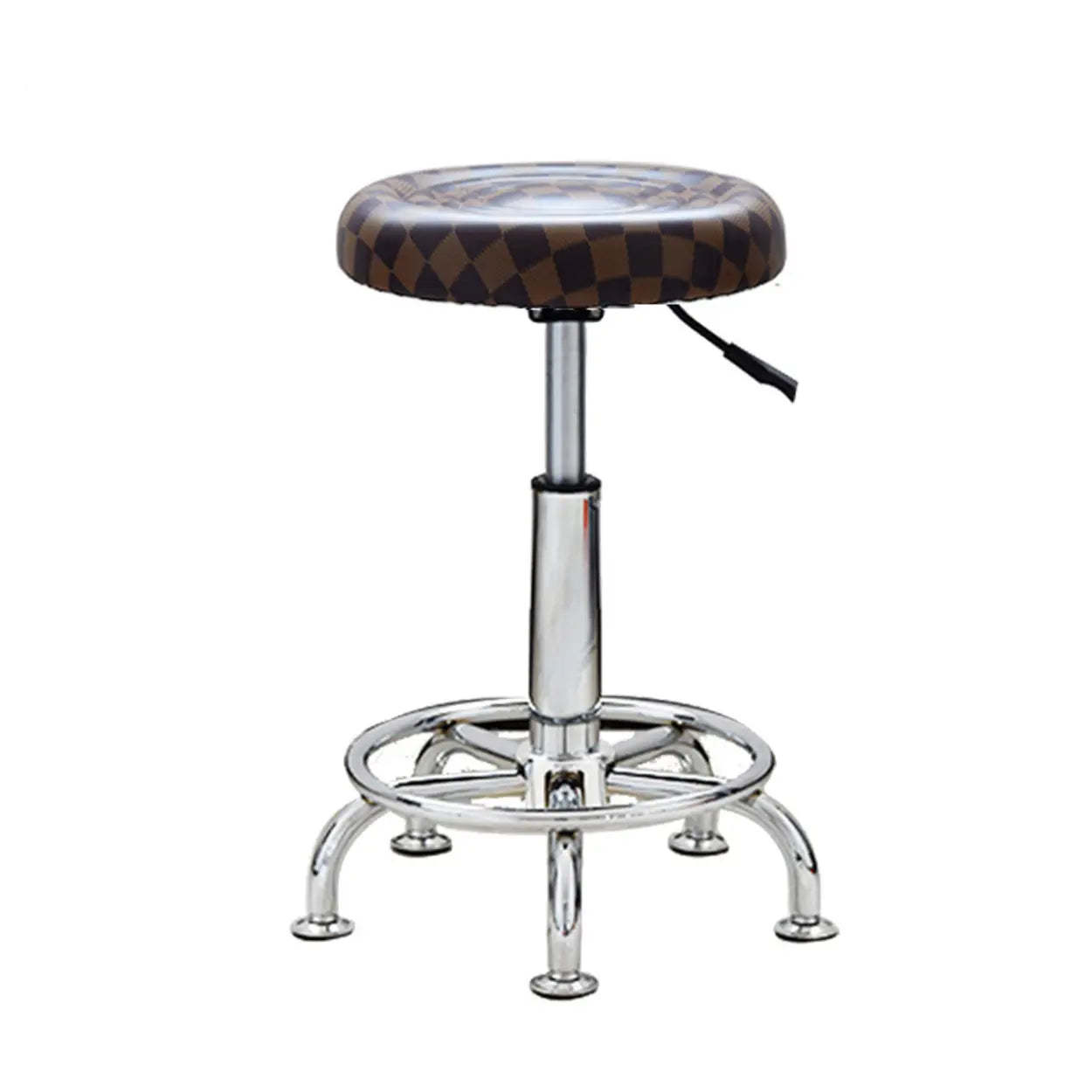 Modern Round Black Leather Adjustable Stool
