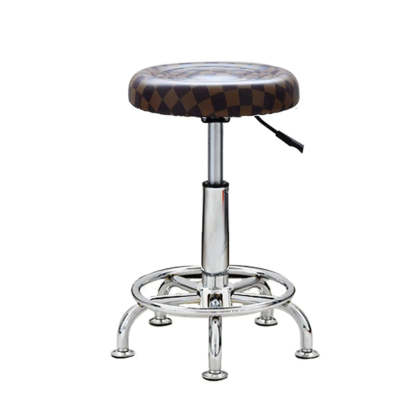 Modern Round Black Leather Adjustable Stool