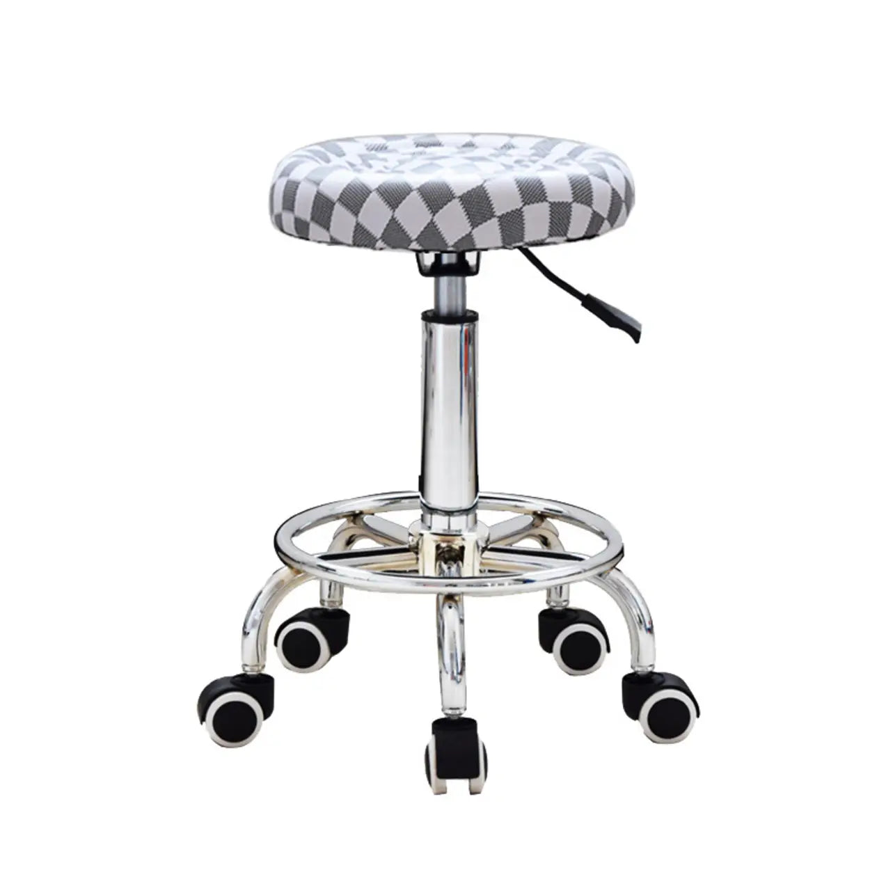 Modern Round Black Leather Adjustable Stool