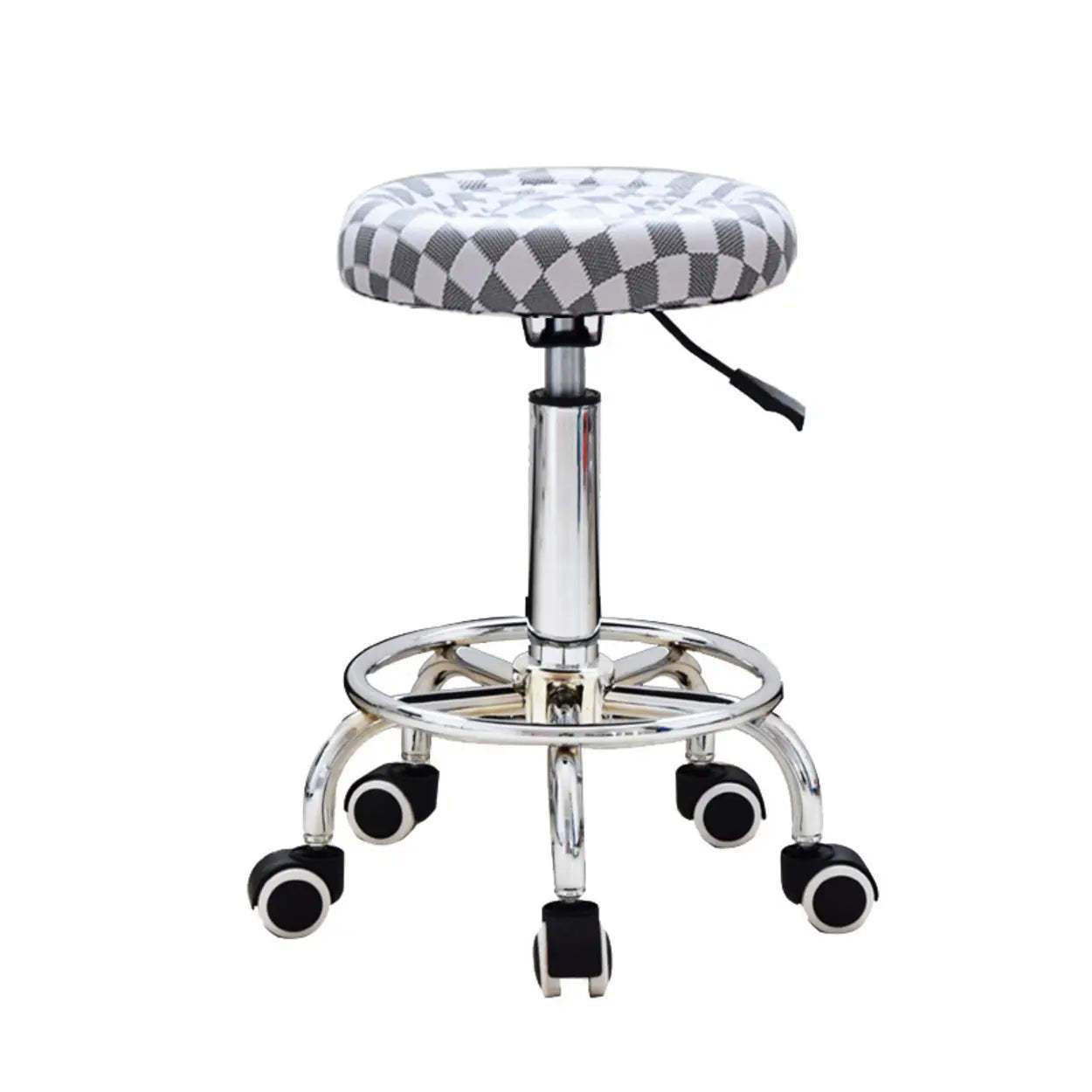 Modern Round Black Leather Adjustable Stool