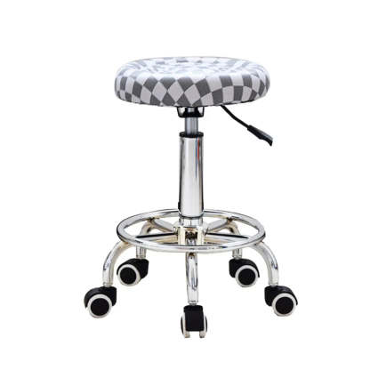 Modern Round Black Leather Adjustable Stool