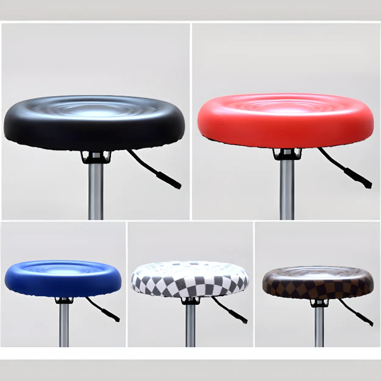 Modern Round Black Leather Adjustable Stool