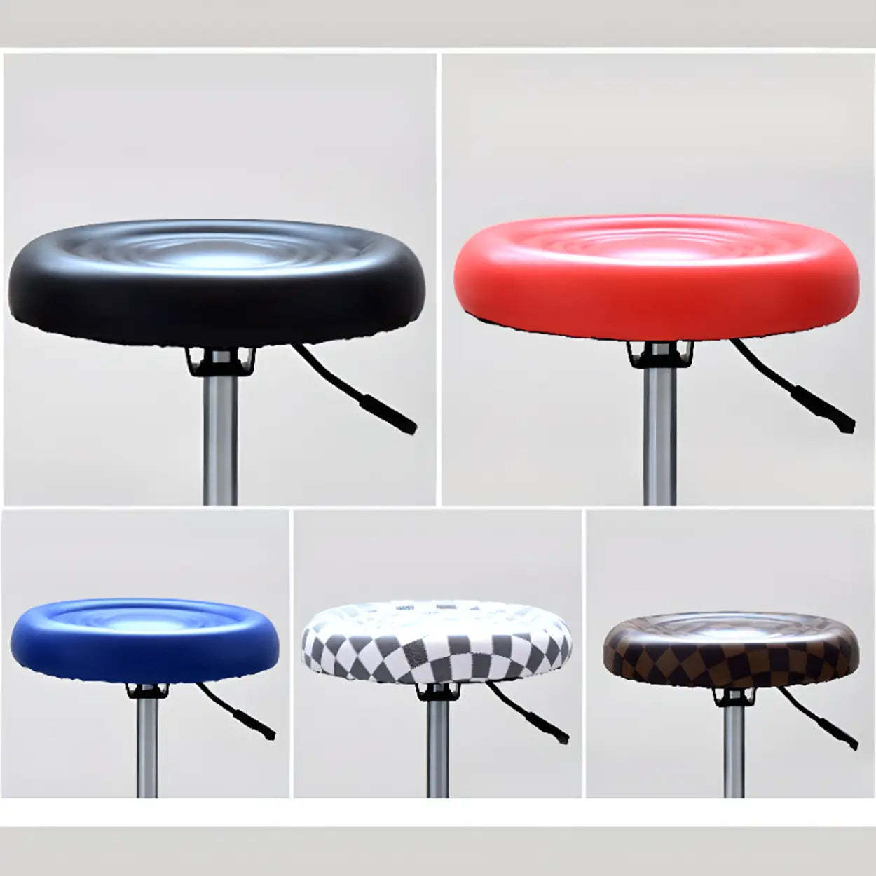 Modern Round Black Leather Adjustable Stool